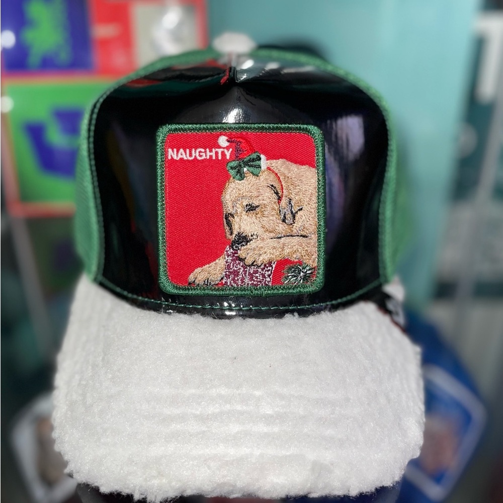 Naughty Dog Embroidered Cap - Black, Green, and Red
